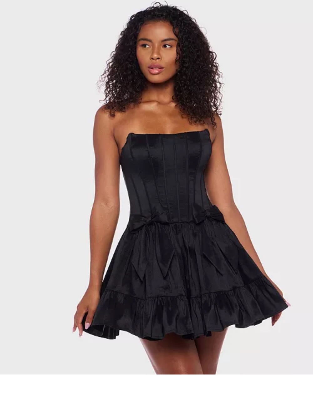 Black strapless Ruffled Cocktail Dress